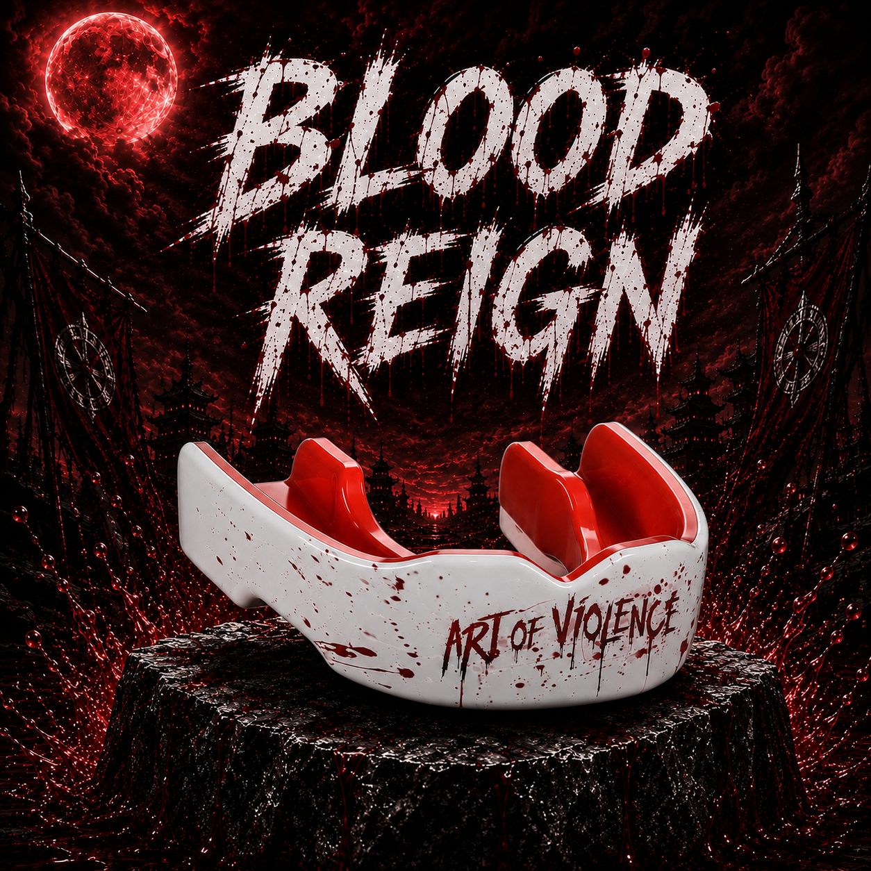 AOV Combat MouthGuard - Blood Reign White